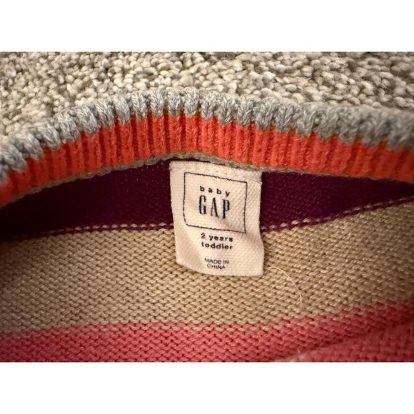 Baby Gap Toddler Rainbow Stripe Knit Sweater Crew Neck Multi Color 2T - Picture 3 of 4